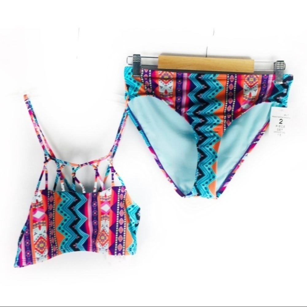 HEART AND HARMONY bikini caged tribal print size 16 multicolor NWT